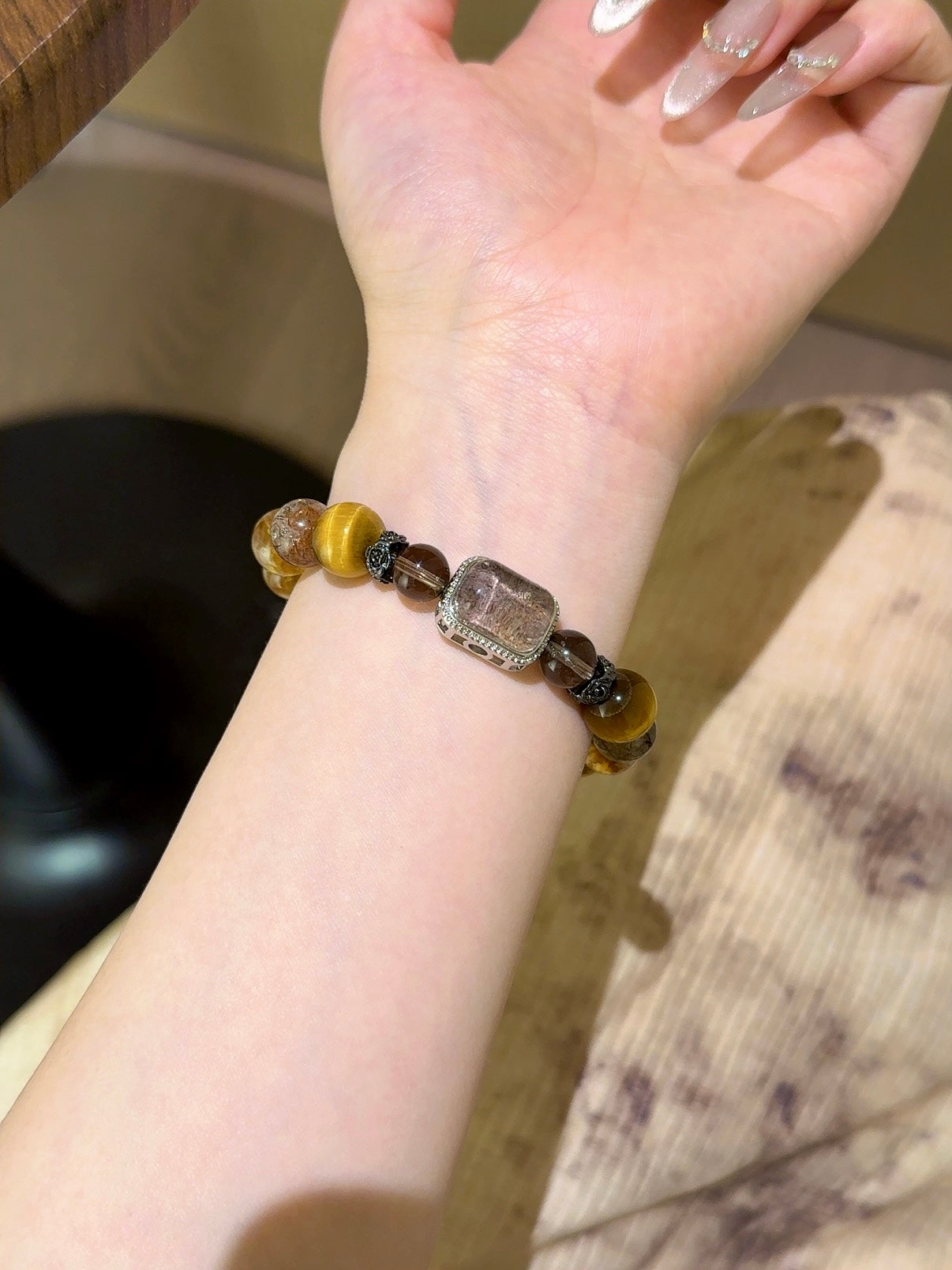 ▫️▪️ Yellow Tiger's Eye, Yellow Tower, Crystal, Black Gold, Super Magic Box Bracelet